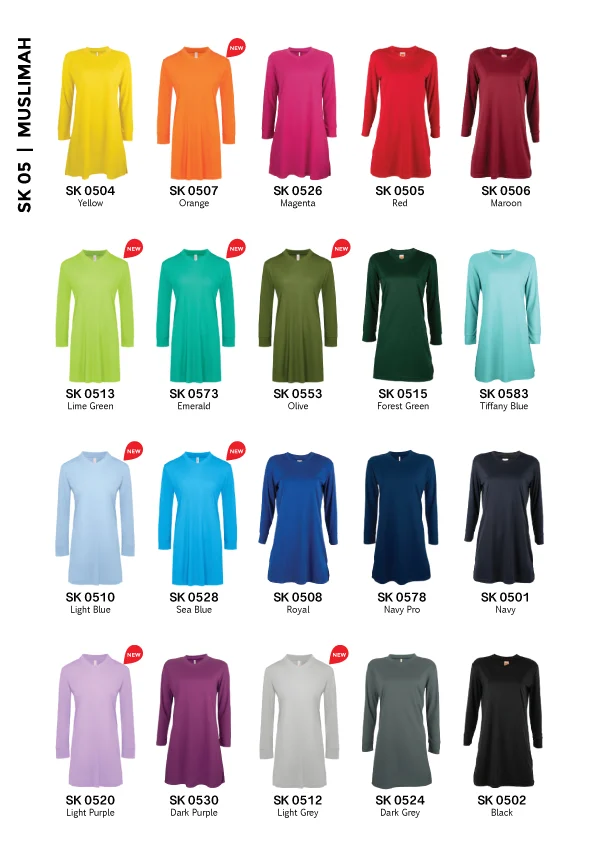 V-Neck Long Sleeve Muslimah T-shirt - 160gsm Eyelet (SK05) - Image 2