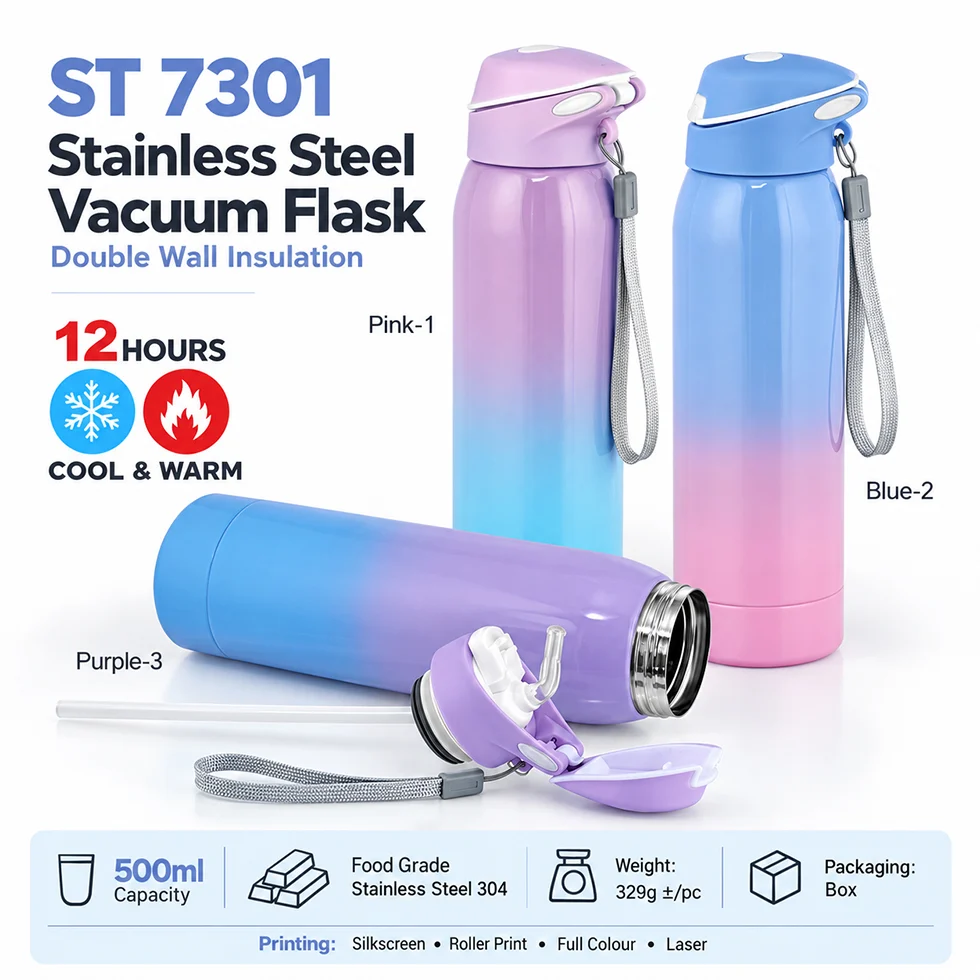 Stainless steel Vacuum Flask - Double Wall 500ml (ST7301)