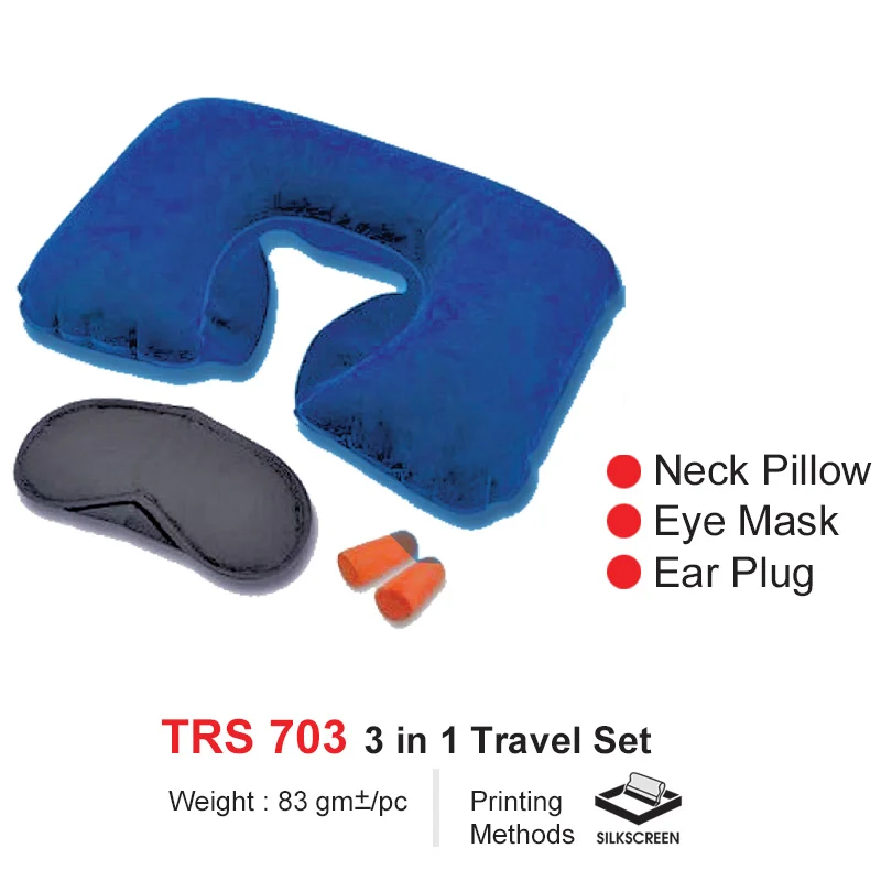 Neck Pillow, Eye Mask, Ear Plug Travel Set (TRS703)