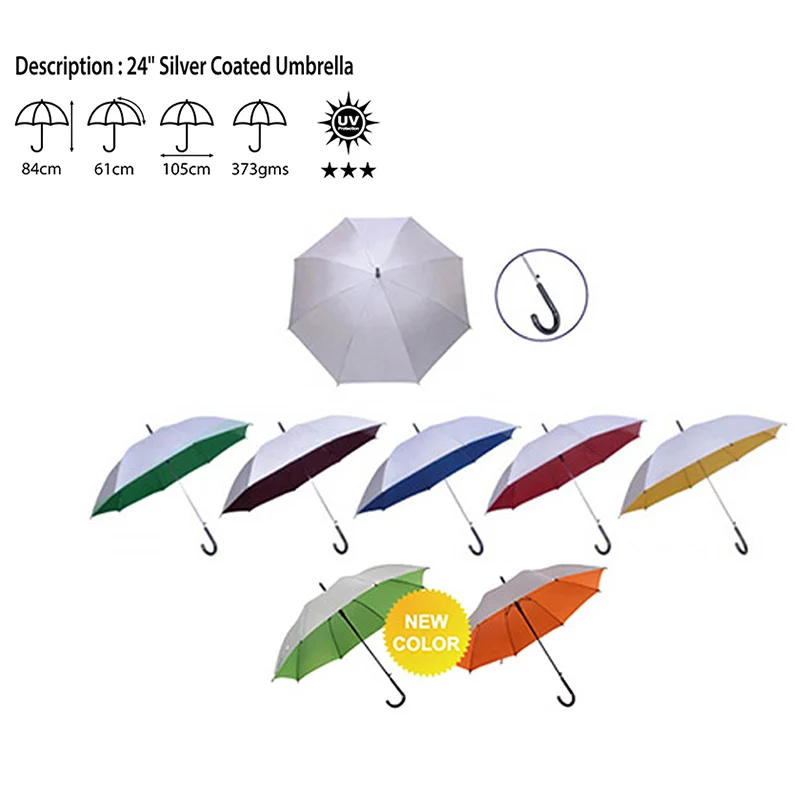 24" Auto Silver Coated Umbrella