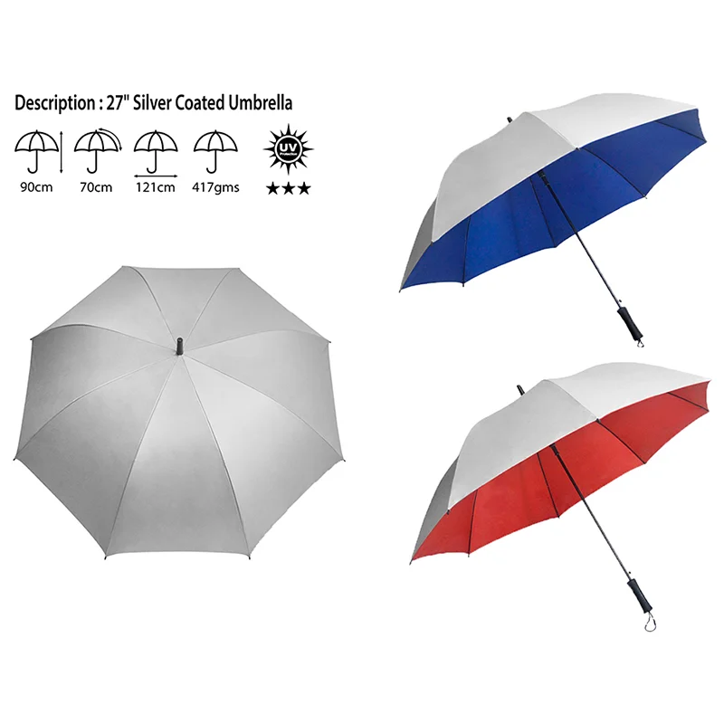 27" Auto Silver Coated Umbrella