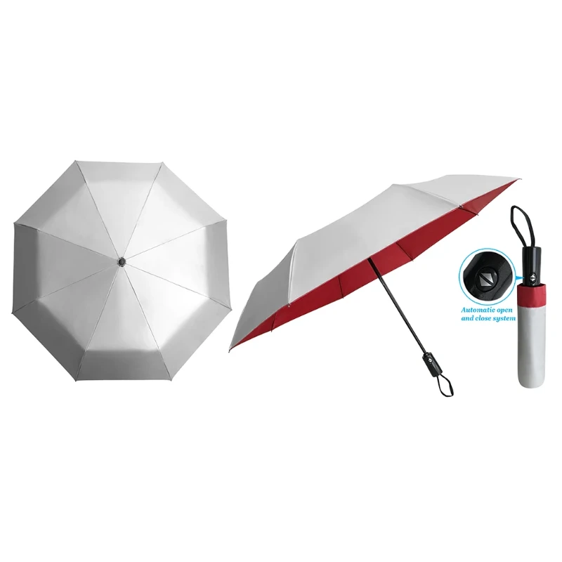 21" 3 fold Auto Open Umbrella (Silver Coated) - Image 2
