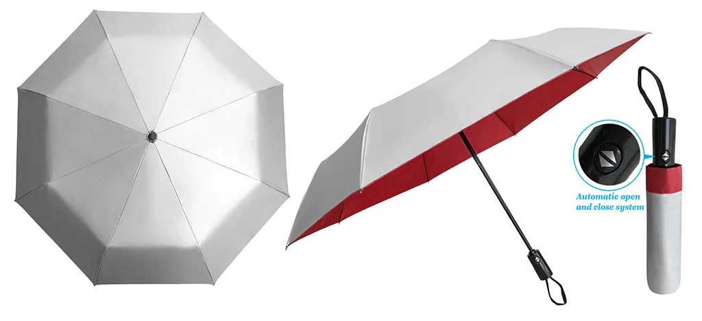 21" 3 fold Auto Open Umbrella (Silver Coated) - Image 3