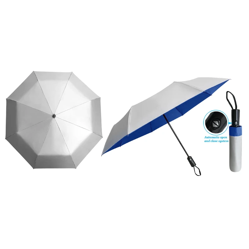 21" 3 fold Auto Open Umbrella (Silver Coated) - Image 3