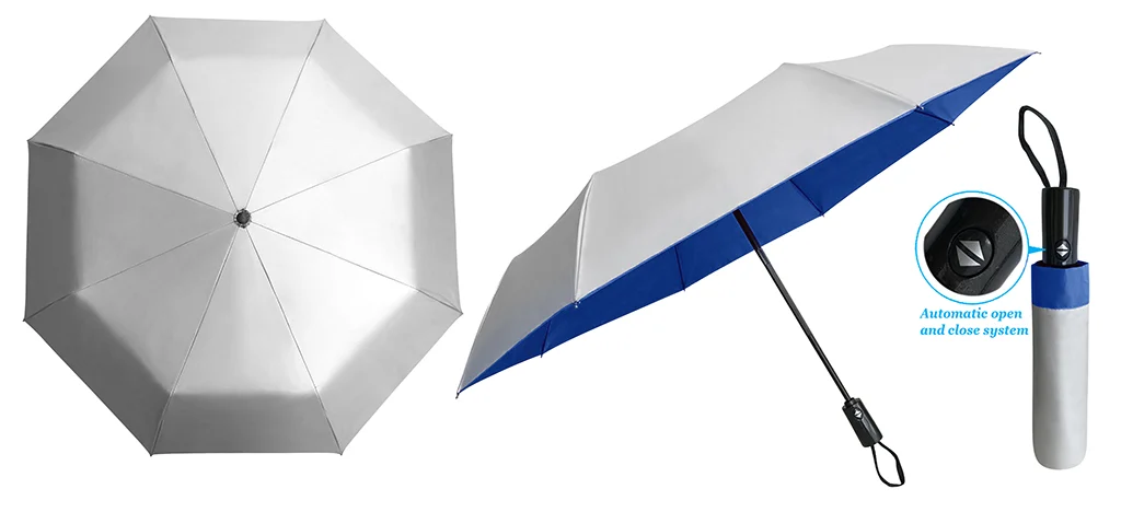 21" 3 fold Auto Open Umbrella (Silver Coated) - Image 2